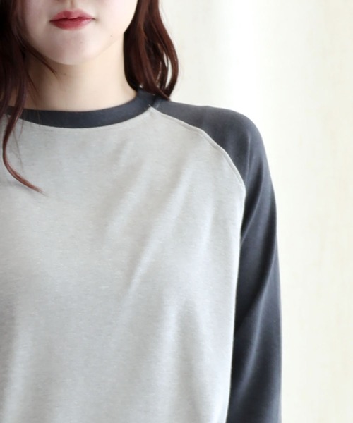 aimoha(アイモハ)の「ラグランスリーブ長袖Tシャツ(Tシャツ/カットソー・レディース・ネイビー/ブラック/グレー・FREE)」の11枚目の写真