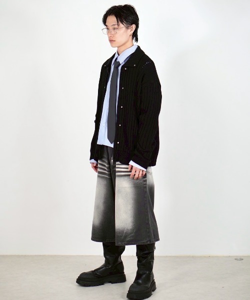 Chikashitsu +（チカシツプラス）の「【Chikashitsu +】cotton cropped shirt / 【チカシツプラス】コットンクロップド長袖シャツ（シャツ/ブラウス・メンズ・ライトブルー/ホワイト・ONE SIZE）」の20枚目の写真