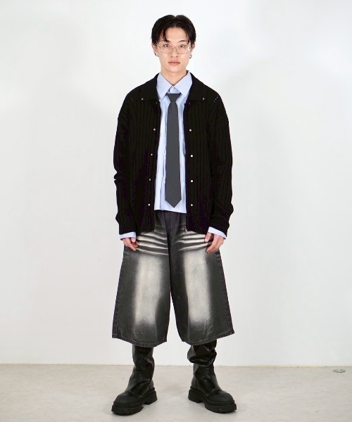 Chikashitsu +（チカシツプラス）の「【Chikashitsu +】cotton cropped shirt / 【チカシツプラス】コットンクロップド長袖シャツ（シャツ/ブラウス・メンズ・ライトブルー/ホワイト・ONE SIZE）」の19枚目の写真