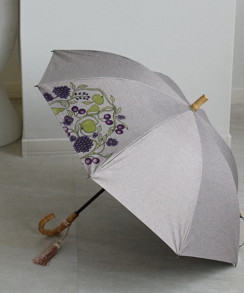 【新品未使用】ウタタネ　日傘　晴雨兼用　長傘　いぬハンドル　グレイッシュカーキ utatane｜utatane/(W)日傘 完全遮光 竹ハンドル | Rakuten