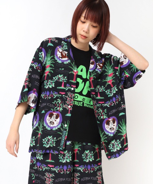 ブラウス シャツ B2900 ツリープリントシャツ レディース B2900 ツリープリントシャツ(M オフシロ): トップス - RNA