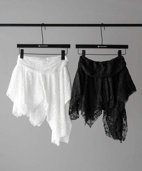 me+em select（ミームセレクト）の「【 ２color ／ インパン裏地付】アシンメトリーフリルレースミニスカート ／ asymmetry frill lace mini skirt（スカート・レディース・ホワイト/ブラック・SMALL）」の9枚目の写真
