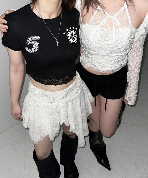 スカート epine lace asymmetry frill skirt white epine lace asymmetry frill skirt white