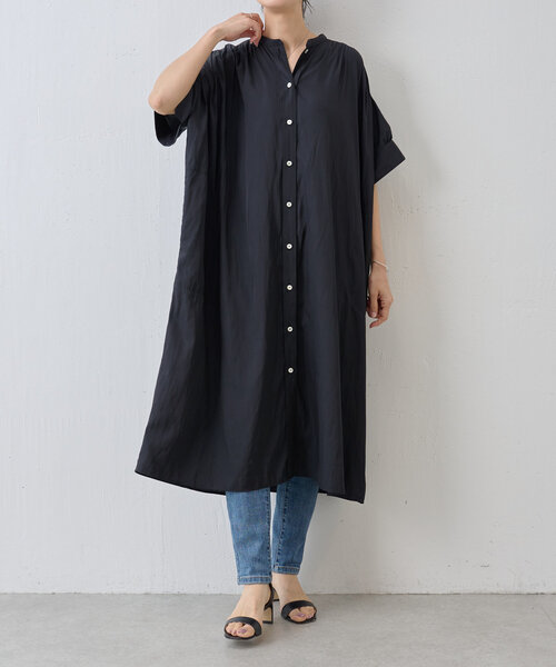 BEARDSLEY（ビアズリー）の「ギャザー割繊ワンピ（ワンピース・レディース・ベージュ/ブラック・FREE）」の6枚目の写真