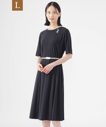 TRANS WORK モノトーンワンピース TRANS WORK トランスワーク コットンストレッチノーカラーワンピース