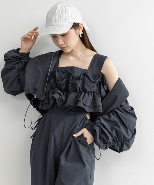 RANDA（ランダ）の「フードフリルマウンテンパーカー（マウンテンパーカー・レディース・ベージュ/ホワイト/ネイビー・FREE/FT）」の3枚目の写真