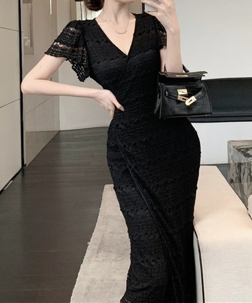 Jasmine Grandiflorum(ジャスミングランディフローラム)の「【Jasmine】フリルティアード風レースワンピース (SS)(ワンピース・レディース・ブラック/ホワイト・SMALL/MEDIUM)」の5枚目の写真
