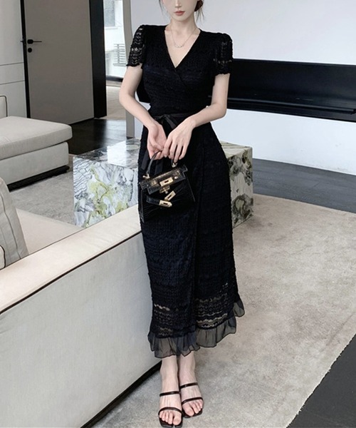 Jasmine Grandiflorum(ジャスミングランディフローラム)の「【Jasmine】フリルティアード風レースワンピース (SS)(ワンピース・レディース・ブラック/ホワイト・SMALL/MEDIUM)」の7枚目の写真