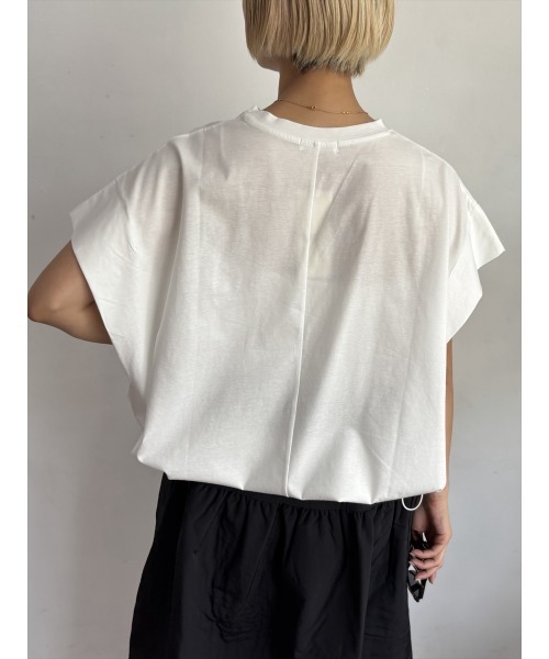 Day and Grade（デイアンドグレイド）の「フレンチスリーブドライタッチコットントップス（Tシャツ/カットソー・レディース・チャコールグレー/アイボリー・FREE）」の5枚目の写真