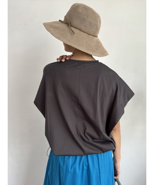 Day and Grade（デイアンドグレイド）の「フレンチスリーブドライタッチコットントップス（Tシャツ/カットソー・レディース・チャコールグレー/アイボリー・FREE）」の15枚目の写真