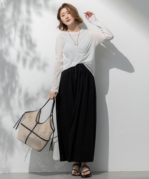 23区 ツイストコットンプレーティング スカート WEB&一部店舗限定/接触冷感/洗える】ツイストコットンプレー