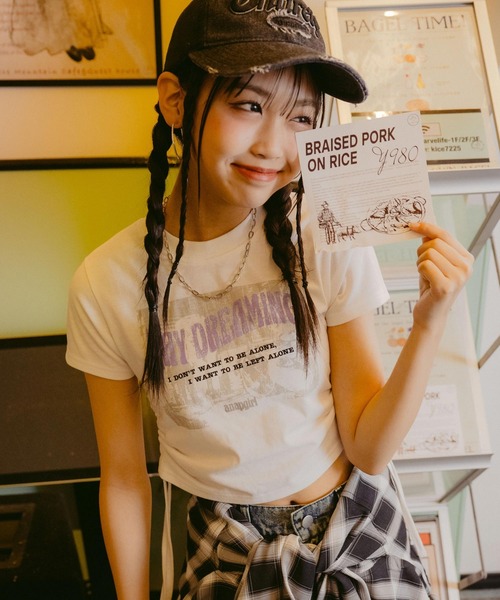 セール】サイドシャーリング ロック Tシャツ（Tシャツ