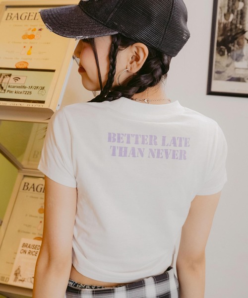 ANAP GｉRL（アナップガール）の「サイドシャーリング ロック Tシャツ（Tシャツ/カットソー・キッズ・ホワイト/杢グレー・S/M/XS）」の4枚目の写真