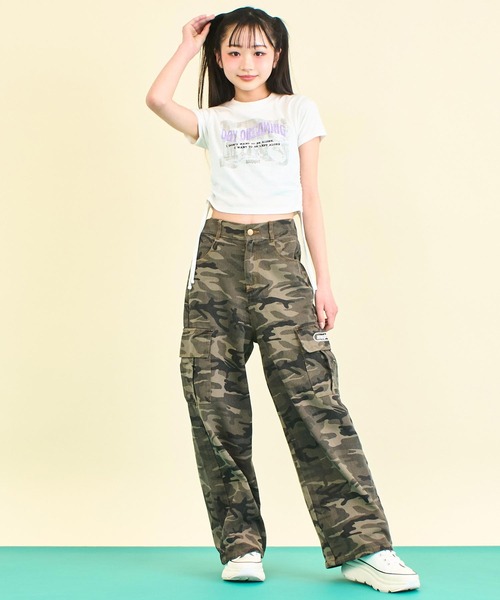 ANAP GｉRL（アナップガール）の「サイドシャーリング ロック Tシャツ（Tシャツ/カットソー・キッズ・ホワイト/杢グレー・S/M/XS）」の14枚目の写真