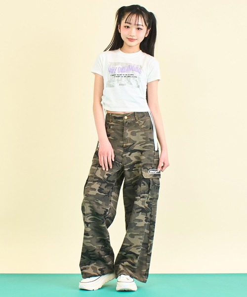 ANAP GｉRL（アナップガール）の「サイドシャーリング ロック Tシャツ（Tシャツ/カットソー・キッズ・ホワイト/杢グレー・S/M/XS）」の15枚目の写真