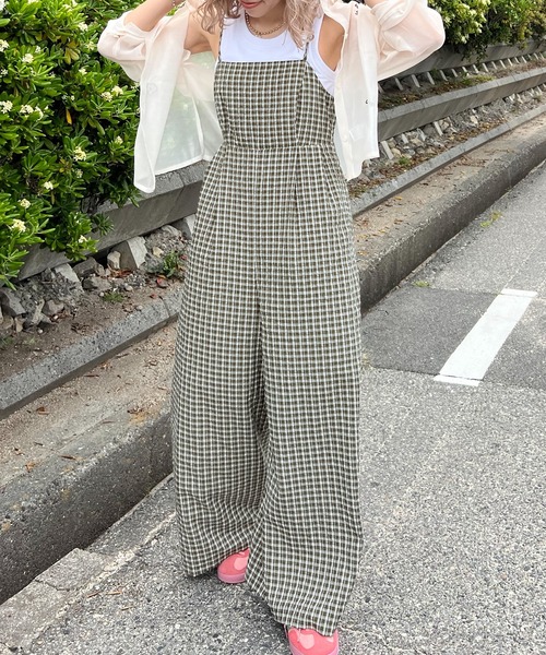 JUNOAH(ジュノア)の「バックリボンチェックロンパース(つなぎ/オールインワン・レディース・ブラウン/グリーン/オレンジ・LARGE/MEDIUM/SMALL)」の14枚目の写真