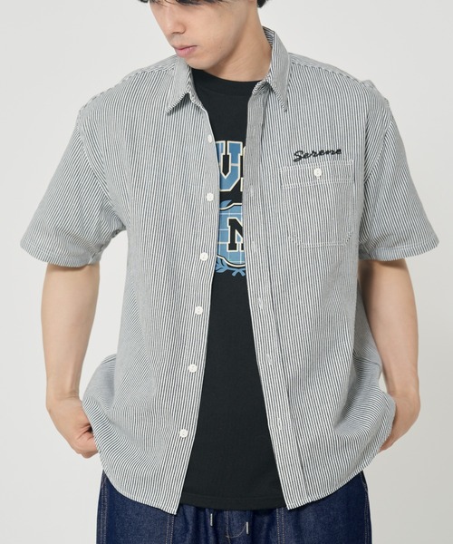CORISCO(コリスコ)の「ヒッコリーワンポイント刺繍半袖シャツ(M1)(シャツ/ブラウス・メンズ・その他2/その他1・X-LARGE/LARGE/MEDIUM)」の2枚目の写真