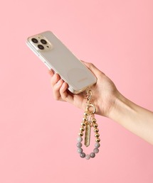 HASHIBAMI（ハシバミ）の「【HASHIBAMI】オルビット 天然石×ゴールドビーズ スマホハンドストラップ（スマホグッズ）」