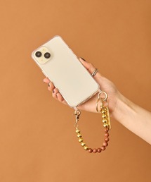 HASHIBAMI（ハシバミ）の「【HASHIBAMI】オルビット 天然石×ゴールドビーズ スマホハンドストラップ（スマホグッズ）」