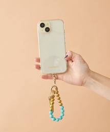 HASHIBAMI（ハシバミ）の「【HASHIBAMI】オルビット 天然石×ゴールドビーズ スマホハンドストラップ（スマホグッズ）」