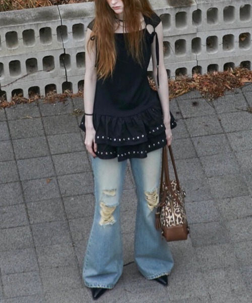 NOT KNOWING】Eyelet Sleeveless Tee OPS（ワンピース）｜NOT