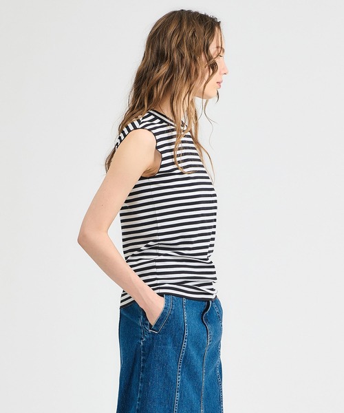 GOOD PEOPLE GOOD STITCHING GOOD PRODUCT(グッドピープルグッドスティッチンググッドプロダクト)の「GOOD PEOPLE GOOD STITCHING GOOD PRODUCT for ESTNATION / スムース ノースリーブ(Tシャツ/カットソー・レディース・ブラック系その他/ブラック/ホワイト・FREE)」の4枚目の写真