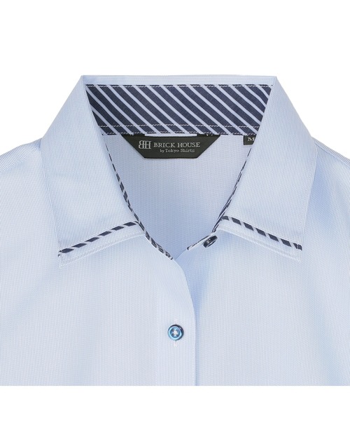 TOKYO SHIRTS（トウキョウシャツ）の「形態安定ノーアイロン レギュラー 5分袖ビジネスワイシャツ（ビジネスシャツ・レディース・サックスブルー・S/M/L/LL/XL）」の4枚目の写真