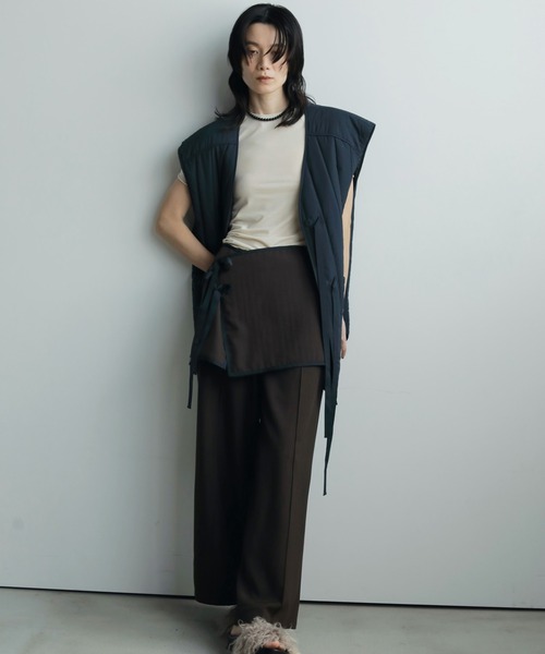 anuke（アンヌーク）の「Backopen Stripe Vest（ベスト・レディース・ネイビー/クリーム・38inch/36inch）」の3枚目の写真