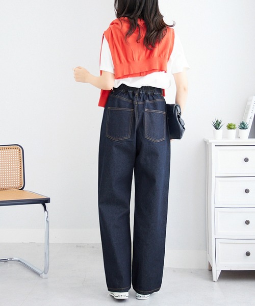 Viola e Viola（ヴィオラエヴィオラ）の「楽ちん細見え　こだわりカーブデニムパンツ（その他パンツ・レディース・ブルー/ネイビー・3L/LL/L/M）」の19枚目の写真