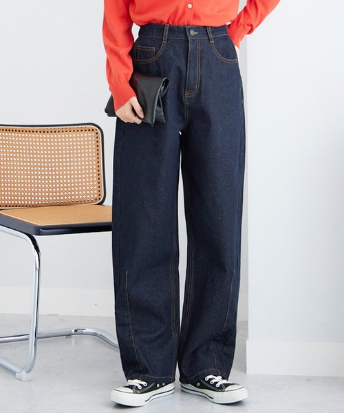 Viola e Viola（ヴィオラエヴィオラ）の「楽ちん細見え　こだわりカーブデニムパンツ（その他パンツ・レディース・ブルー/ネイビー・3L/LL/L/M）」の11枚目の写真