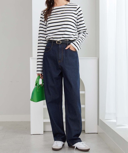 Viola e Viola（ヴィオラエヴィオラ）の「楽ちん細見え　こだわりカーブデニムパンツ（その他パンツ・レディース・ブルー/ネイビー・3L/LL/L/M）」の13枚目の写真