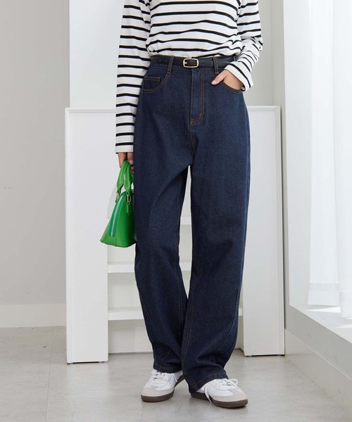 Viola e Viola（ヴィオラエヴィオラ）の「楽ちん細見え　こだわりカーブデニムパンツ（その他パンツ・レディース・ブルー/ネイビー・3L/LL/L/M）」の14枚目の写真