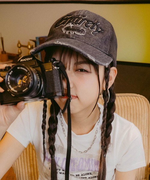 ANAP GｉRL（アナップガール）の「ダメージ刺繍メッシュキャップ（キャップ・キッズ・ブラック/カーキ・FREE）」の8枚目の写真