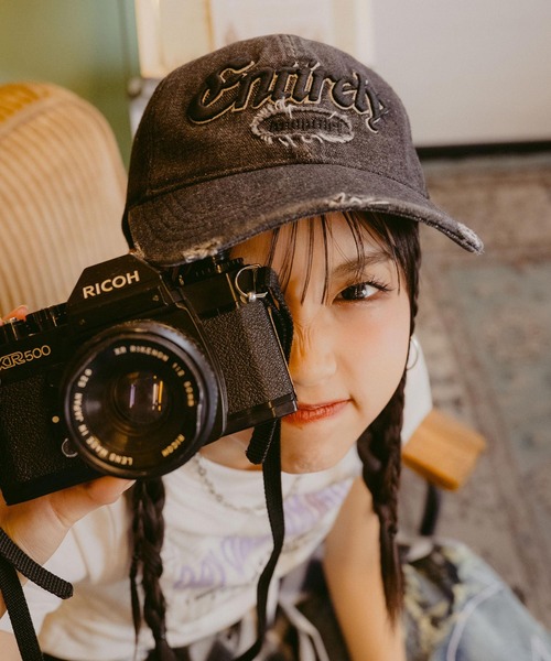 ANAP GｉRL（アナップガール）の「ダメージ刺繍メッシュキャップ（キャップ・キッズ・ブラック/カーキ・FREE）」の9枚目の写真