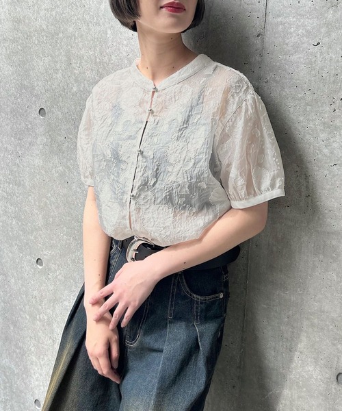 PAGEBOY（ページボーイ）の「2WAYレースアップブラウス(半袖)（シャツ/ブラウス・レディース・ネイビー/ライトベージュ/ブラック/オフホワイト/インディゴブルー・FREE）」の6枚目の写真