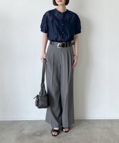 PAGEBOY（ページボーイ）の「2WAYレースアップブラウス(半袖)（シャツ/ブラウス・レディース・ネイビー/ライトベージュ/ブラック/オフホワイト/インディゴブルー・FREE）」の14枚目の写真