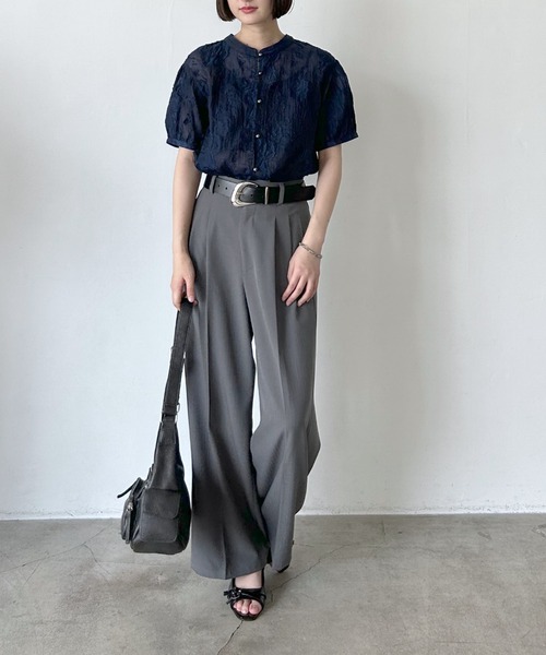PAGEBOY（ページボーイ）の「2WAYレースアップブラウス(半袖)（シャツ/ブラウス・レディース・ネイビー/ライトベージュ/ブラック/オフホワイト/インディゴブルー・FREE）」の15枚目の写真