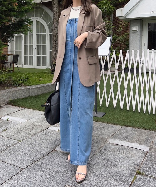 KOBE LETTUCE（コウベレタス）の「キャミストラップビスチェ風デニムジャンスカ（ジャンパースカート・レディース・ブルー/インディゴブルー・L/M）」の15枚目の写真