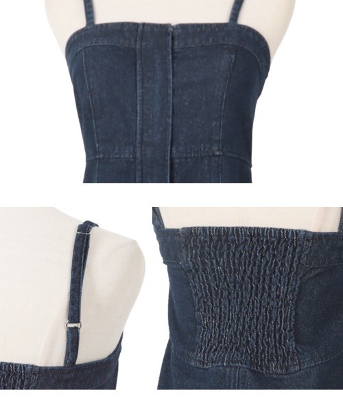 KOBE LETTUCE（コウベレタス）の「キャミストラップビスチェ風デニムジャンスカ（ジャンパースカート・レディース・ブルー/インディゴブルー・L/M）」の21枚目の写真