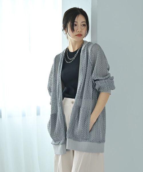 STYLE DELI(スタイルデリ)の「【BLK001】クロシェ編みすっきりジップカーデ(カーディガン/ボレロ・レディース・ブルーグレー/ブラック・FREE)」の16枚目の写真