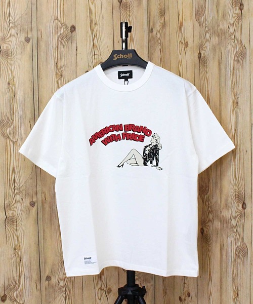Schott（ショット）の「T-SHIRT GIRL（Tシャツ/カットソー・メンズ・ブラック/ホワイト・L/XL/XXL/M）」の2枚目の写真
