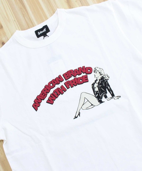 Schott（ショット）の「T-SHIRT GIRL（Tシャツ/カットソー・メンズ・ブラック/ホワイト・L/XL/XXL/M）」の5枚目の写真