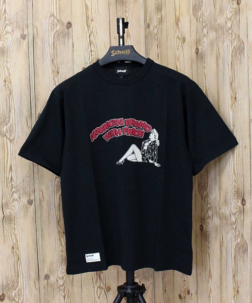 Schott（ショット）の「T-SHIRT GIRL（Tシャツ/カットソー・メンズ・ブラック/ホワイト・L/XL/XXL/M）」の6枚目の写真