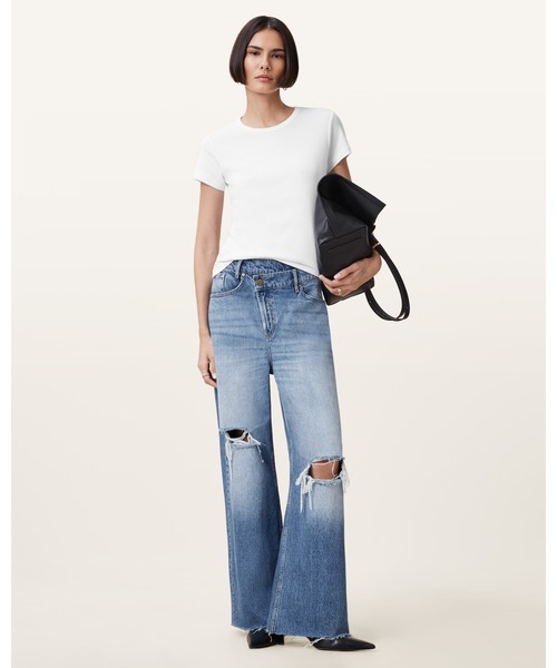 ALLSAINTS（オールセインツ）の「STEVIE SLIM FIT SHORT SLEEVE T-SHIRT | STEVIE スリム フィット 半袖 Tシャツ（Tシャツ/カットソー・レディース・ホワイト・S/M/L/XS）」の2枚目の写真