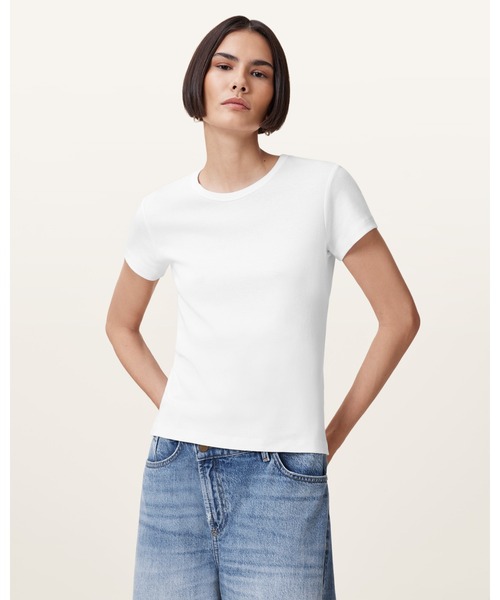 ALLSAINTS（オールセインツ）の「STEVIE SLIM FIT SHORT SLEEVE T-SHIRT | STEVIE スリム フィット 半袖 Tシャツ（Tシャツ/カットソー・レディース・ホワイト・S/M/L/XS）」の4枚目の写真