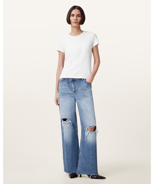 ALLSAINTS（オールセインツ）の「STEVIE SLIM FIT SHORT SLEEVE T-SHIRT | STEVIE スリム フィット 半袖 Tシャツ（Tシャツ/カットソー・レディース・ホワイト・S/M/L/XS）」の5枚目の写真