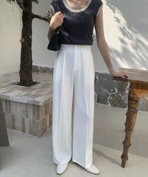 ハイウエストタックストレートパンツ