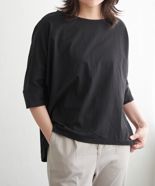 VENCEEXCHANGE(ヴァンスエクスチェンジ)の「5分袖プルオーバー(Tシャツ/カットソー・レディース・ブルー/ブラック/オリーブ/ベージュ/レッド・L/M/S)」の2枚目の写真