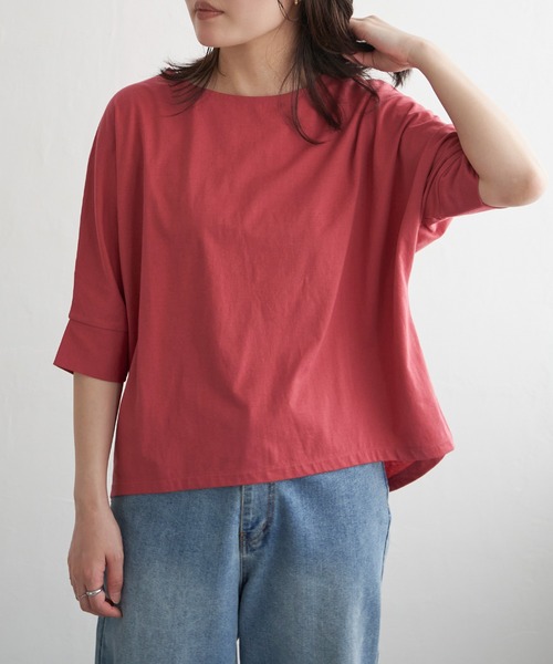 VENCEEXCHANGE(ヴァンスエクスチェンジ)の「5分袖プルオーバー(Tシャツ/カットソー・レディース・ブルー/ブラック/オリーブ/ベージュ/レッド・L/M/S)」の13枚目の写真