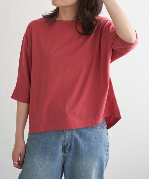 VENCEEXCHANGE(ヴァンスエクスチェンジ)の「5分袖プルオーバー(Tシャツ/カットソー・レディース・ブルー/ブラック/オリーブ/ベージュ/レッド・L/M/S)」の14枚目の写真